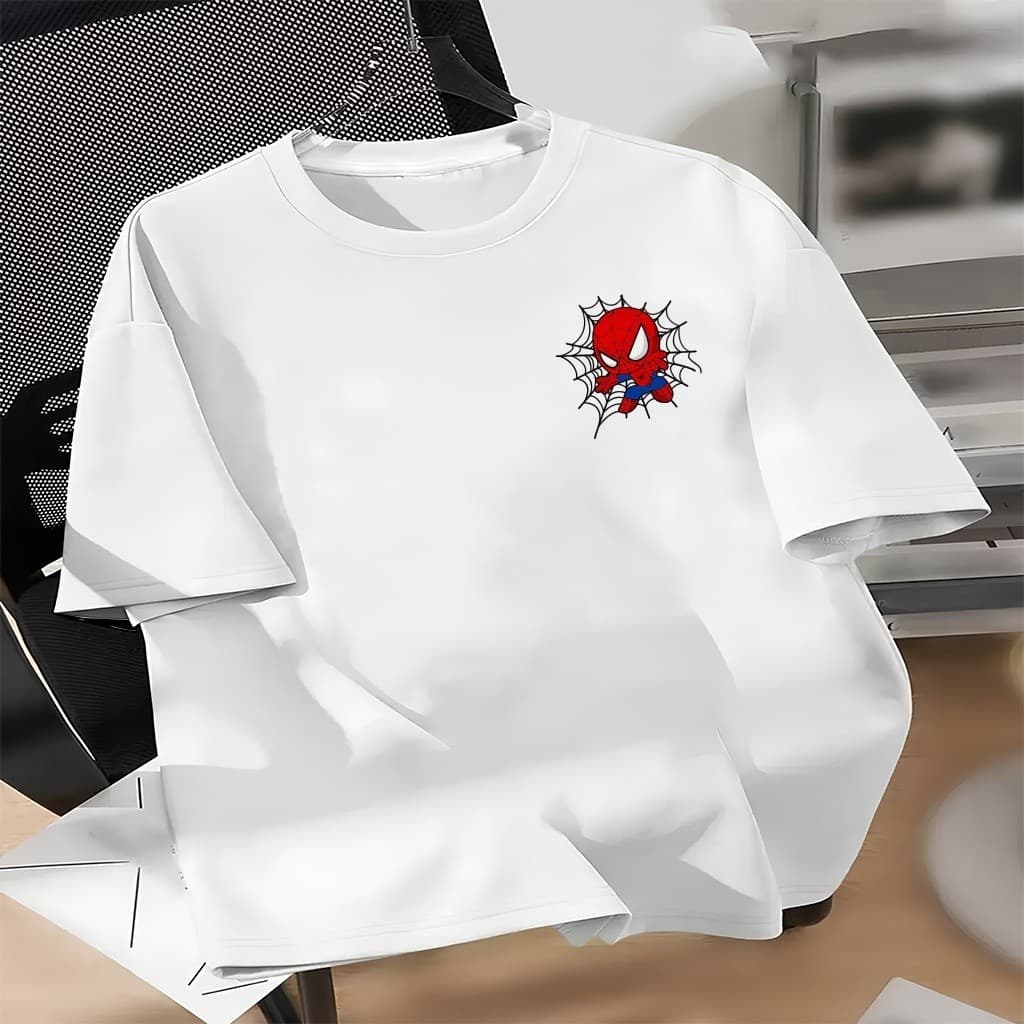 Camiseta Homem Aranha Masculina Branca Minimalista Geek Spider Man Streetwear Casual