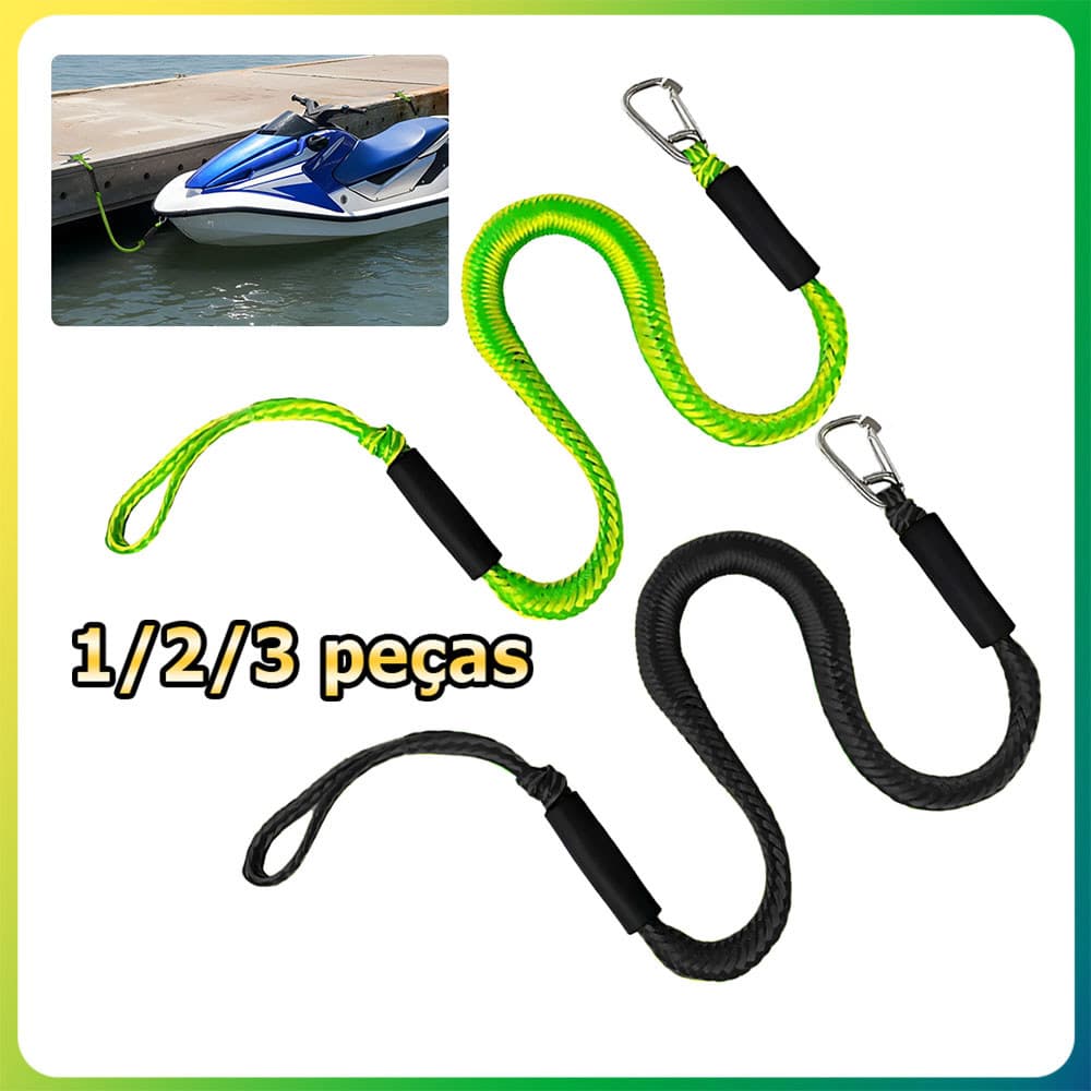 1/2/3 Corda de amarração elástica com clipe corda náutica adequada para barcos jet skis ou embarcações pessoais 1.2-1.7m