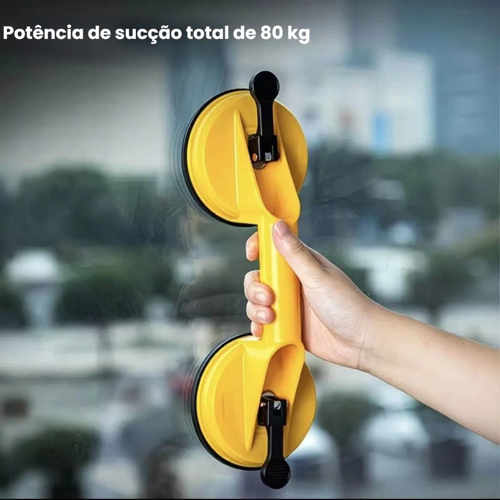 Ventosa Dupla para Vidro Azulejo Mármore Levantador Forte ABS Antiderrapante