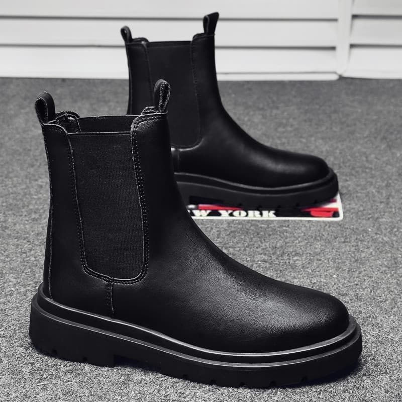 Chelsea Martin botas masculinas outono sapatos de couro de alta qualidade estilo britânico preto longo tubo carga botas