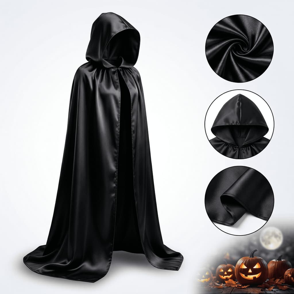 Capa Halloween Adulto Luxo com Capuz Bruxa Vampiro Drácula Fantasia Premium