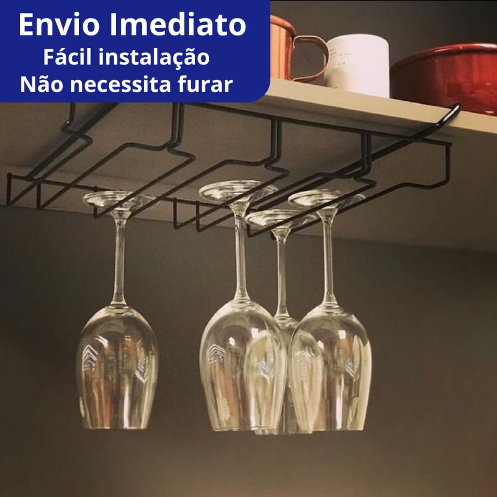 Suporte Suspenso Armário Porta 12 Taças Organizador Cozinha taça.
(Maff Aramados)