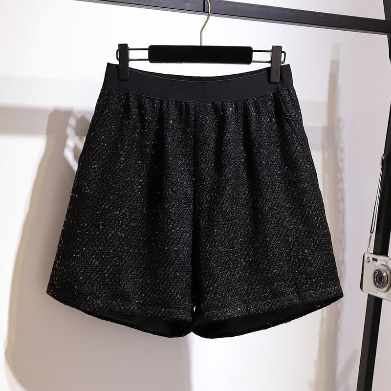 Plus Size roupas femininas gordura mm outono outono 2024 novo estilo Tweed de seda brilhante mais gordura mais calças ca