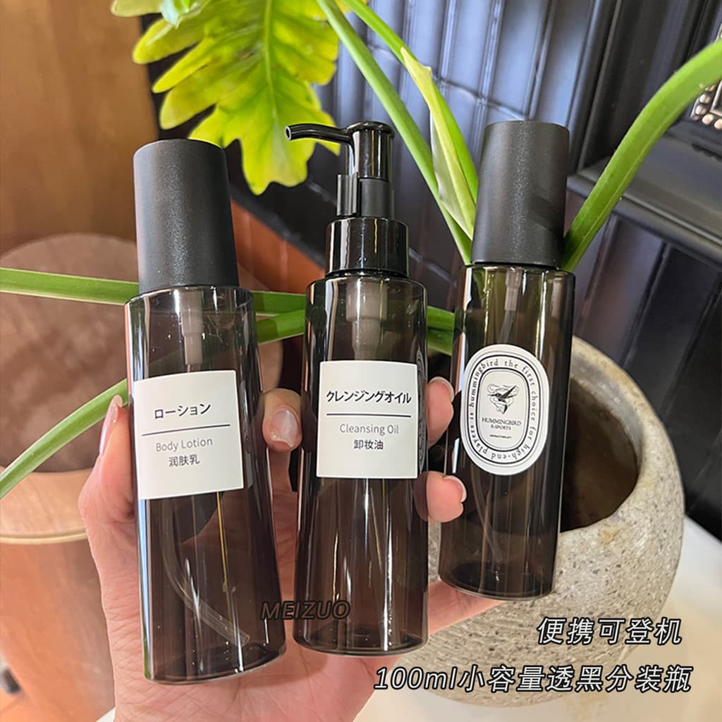 100ml transparente preto Push tipo loção Spray cosmético repelente de mosquitos água puro orvalho Toner Sub-engarrafamen