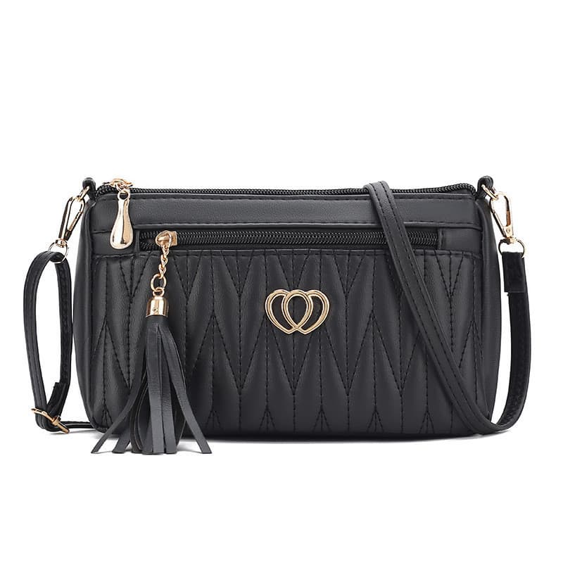 Mini Bolsa Mensageiro Crossbody Com Borla , Acolchoada De PU Macio Multicamadas De Ombro Chique Resistente A Arranhões À