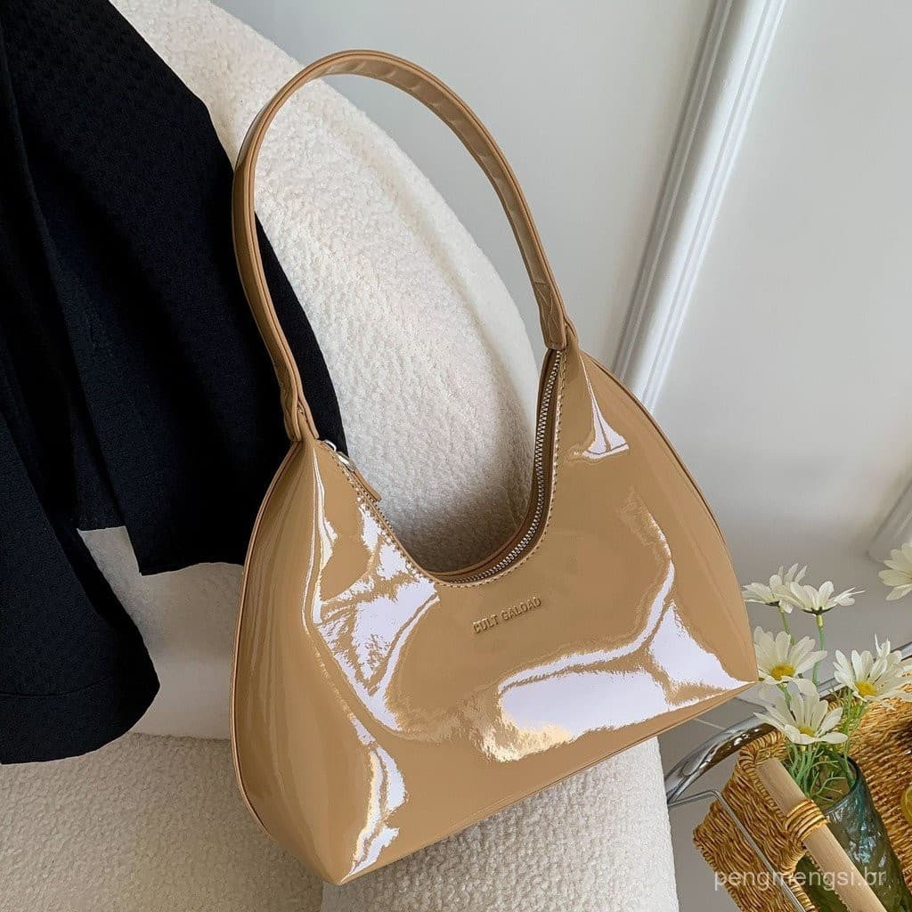 Bolsa de Couro Sintético Niche Versão Coreana para Mulheres, Bolsa Baguete Crescente, Bolsa de Ombro Feminina, Bolsa de