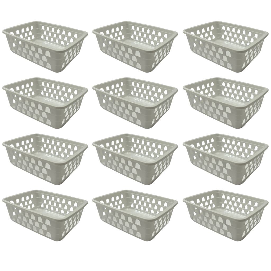 Kit 12 Cestos Organizador Multiuso Médio Empilhável Armário Gaveta Lavanderia 20x16x6