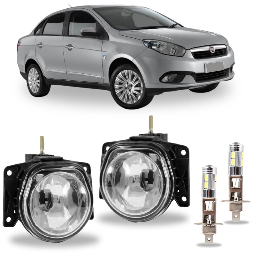 PAR FAROL MILHA FIAT GRAND SIENA 2012 ATE 2021 COM LED VIDRO