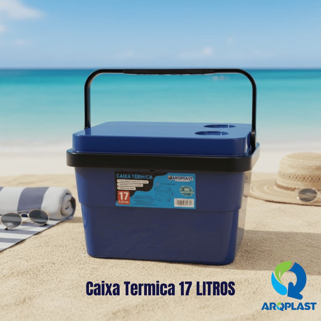 Caixa Térmica 17L Azul – Arqplast / Cooler Praia Camping / Isolamento Térmico Kit Conjunto