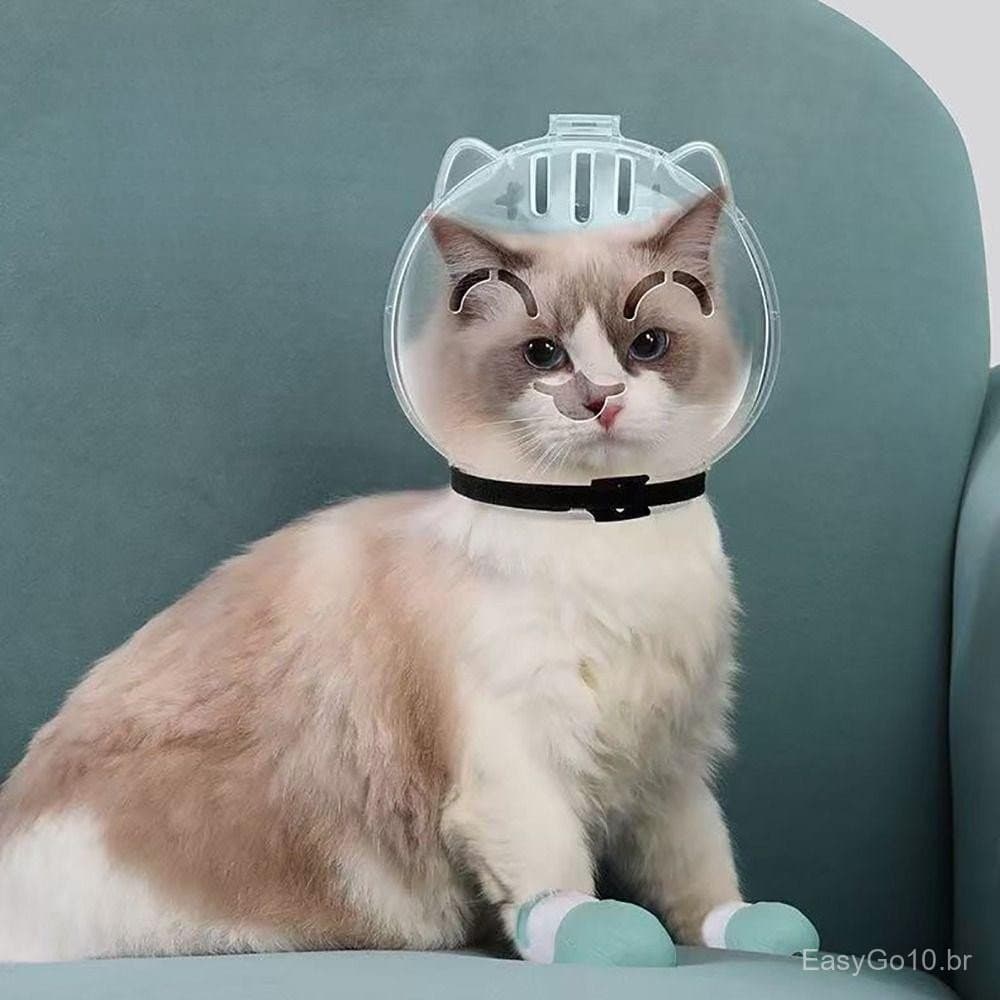 Focinho De Gato Respirável , Capuz Anti-Arranhões E Lamber Para Gatos , Capacete Transparente