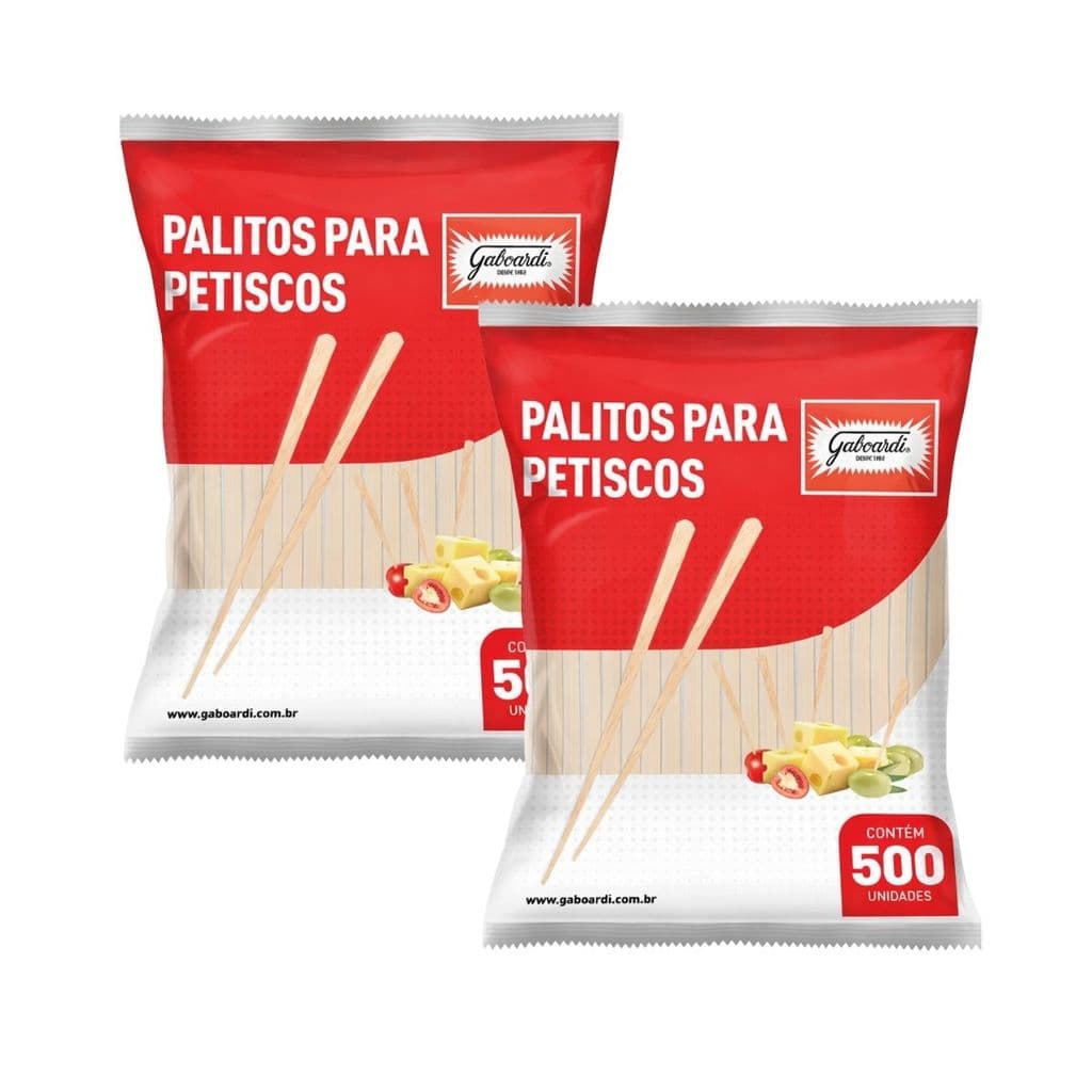 Palito para Petiscos Gaboardi 1000 Unidades Madeira Natural