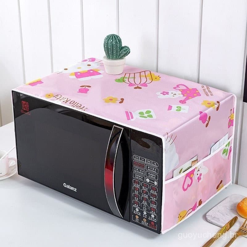 35 * 100cm Cobertura Do Forno De Microondas Pano À Prova De Pó Com Bolsos De Armazenamento De Óleo