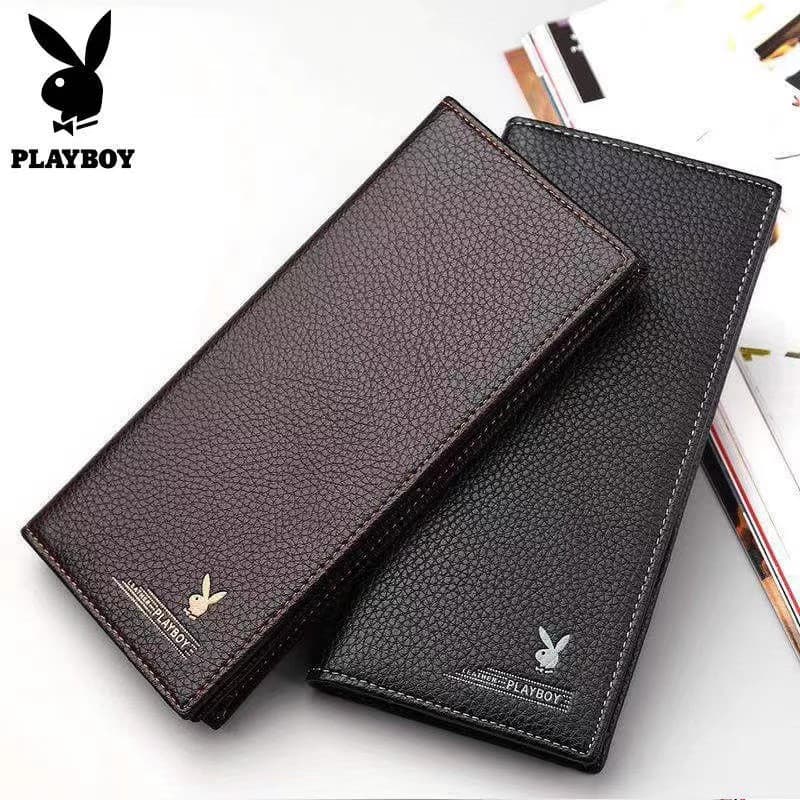 Playboy genuíno couro macio negócios carteira longa masculina Multi-Slot para cartão Ultra-fino carteira curta carteira