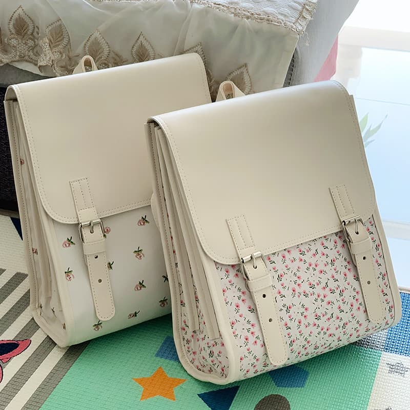 Nicho primavera verão novo estilo pequeno Floral mochila Mori senhora grande capacidade computador mochila japonês versã