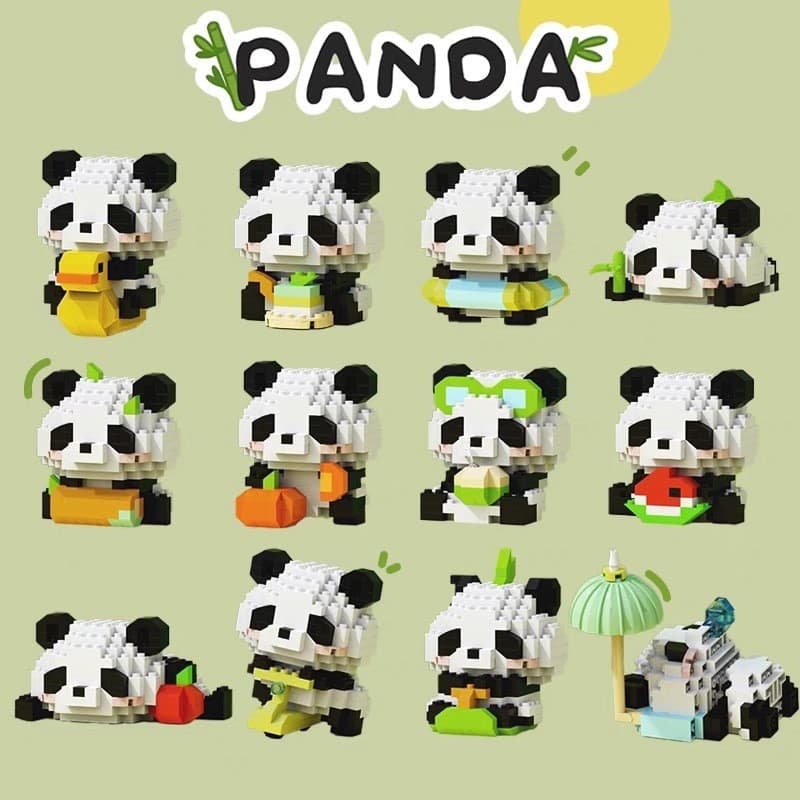 Compatível com Lego tesouro nacional Panda vermelho boneca dos desenhos animados caixa misteriosa partículas montadas bl