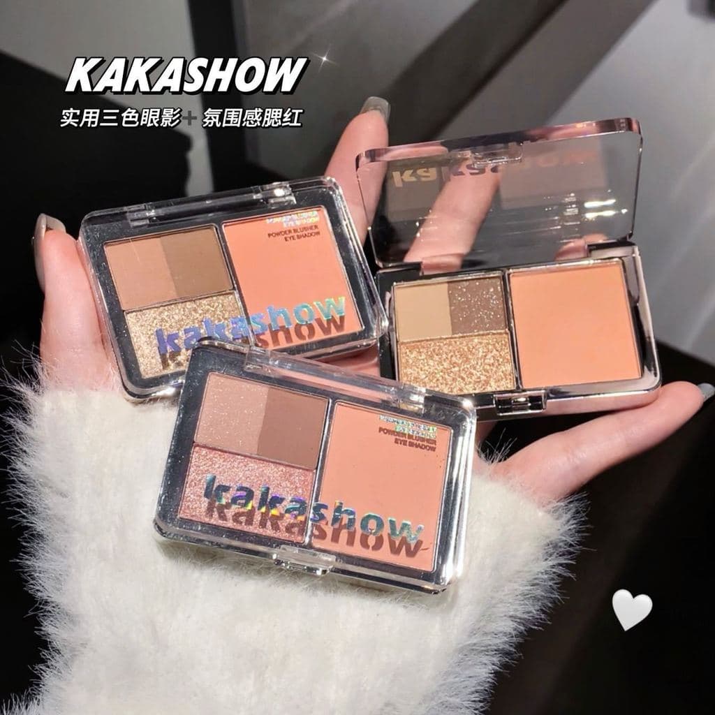 Kakashow quatro cores Blush sombra paleta abrangente tudo-em-um paleta perolado fino piscando fosco iniciante cor da ter