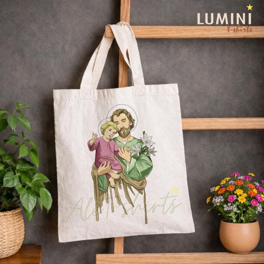 Bolsa ECOBAG sacola SÃO JOSÉ E MENINO JESUS Unissex ecobag Católica Cristã Casual igreja cristã artigos religiosos