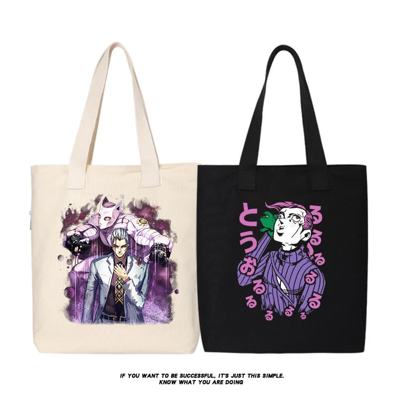 Bolsa de lona aventura bizarra sacola feminina Anime bolsa de ombro bolsa de compras grande capacidade bolsa escolar joj