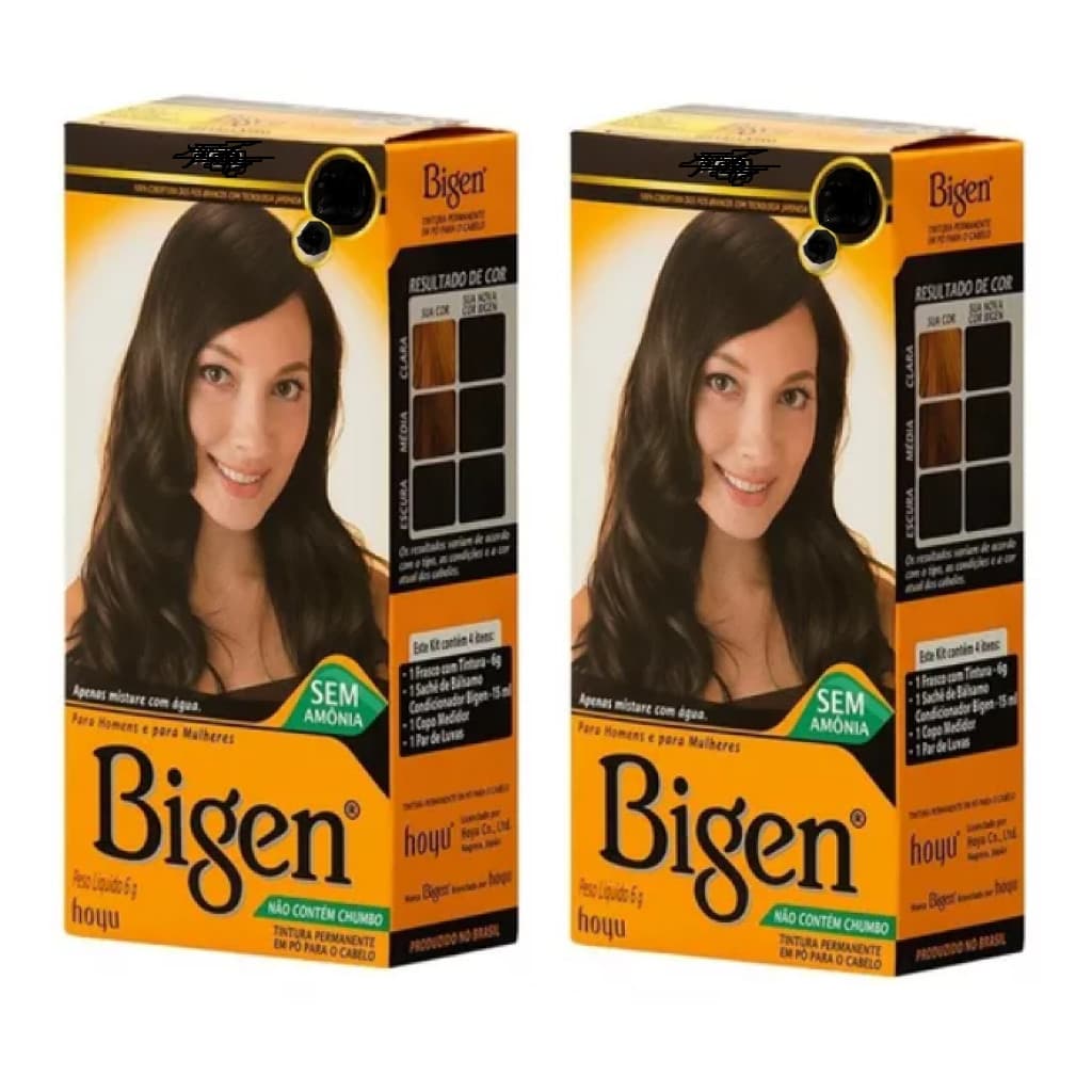 Kit 2 Tintura Coloração Sem Amónia Em Pó Bigen Sua Escolha