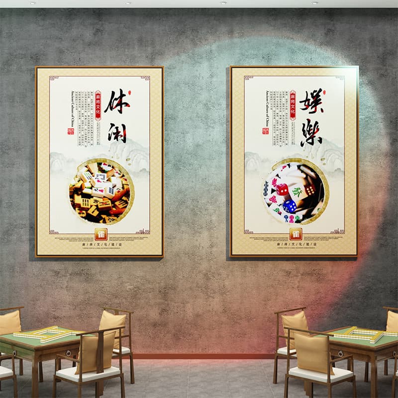 Decoração de sala de xadrez pintura influenciador Mahjong Hall quarto tema decoração do quarto xadrez arte fundo adesivo