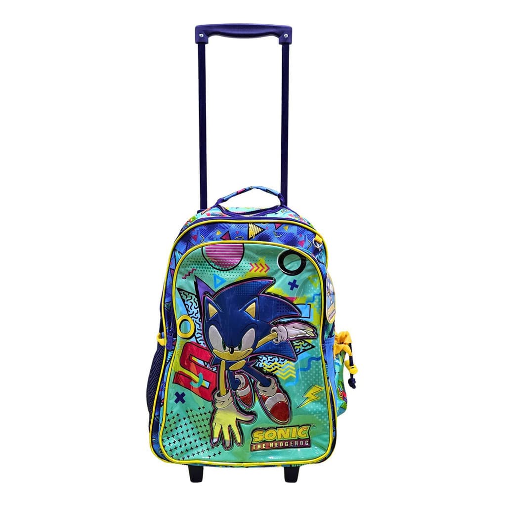 Mochila Infantil Sonic Azul – Fácil de Transportar com Rodinhas