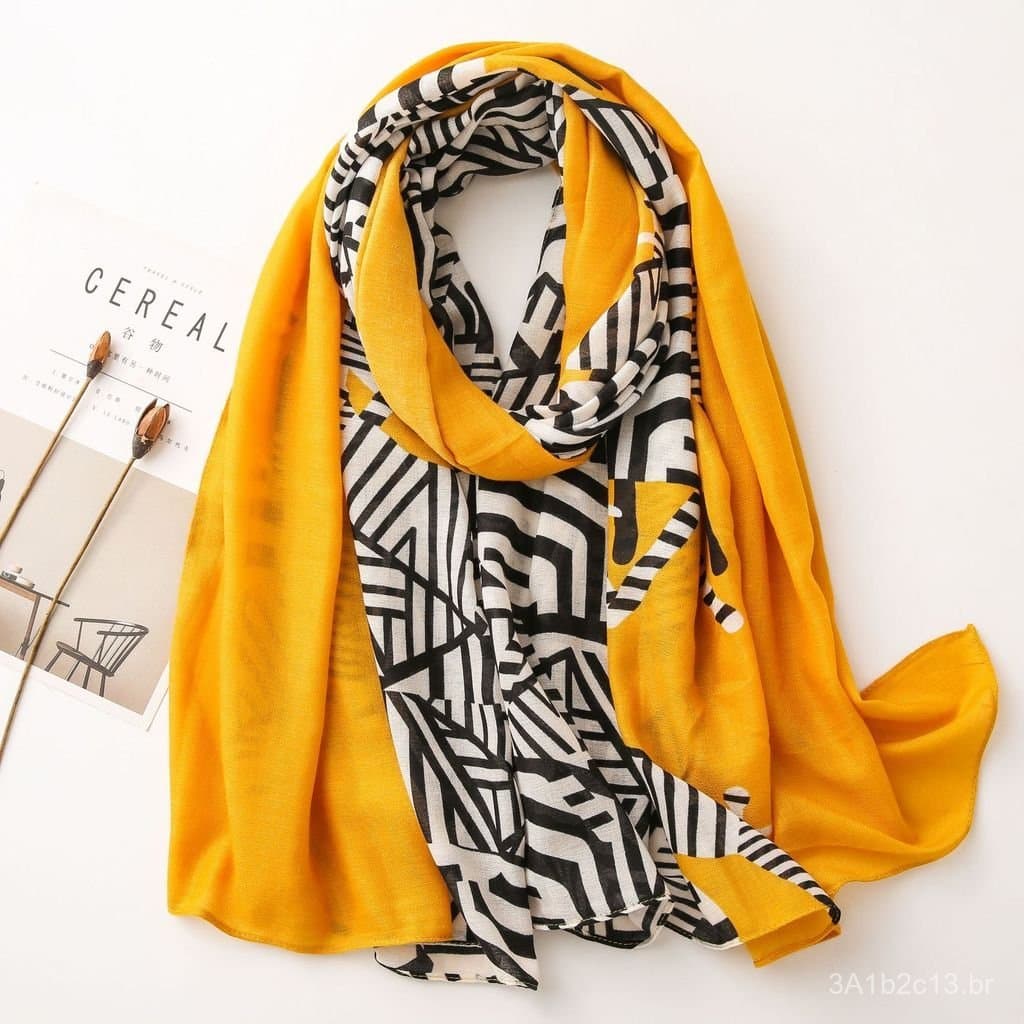 Lenço de Verão Feminino com Proteção Solar, Estilo Coreano, Lenço Versátil Fino de Algodão-Linho-Seda para Escritórios c