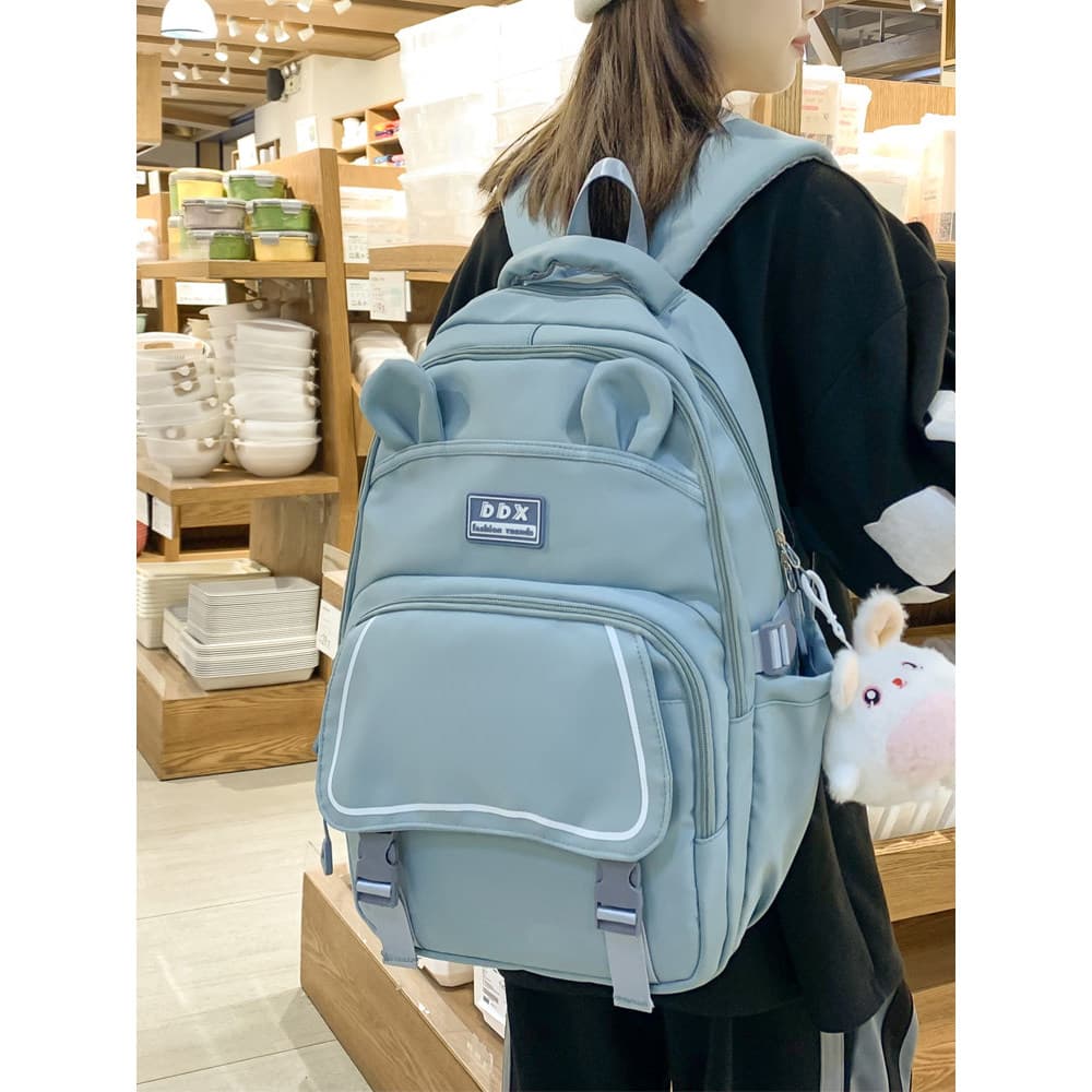 Orelhas fofas japonesas, estudantes do ensino médio de grande capacidade, estudantes do ensino médio, mochila feminina e