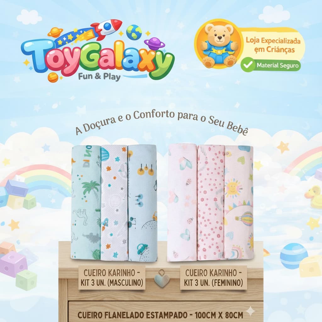 Cueiro Bebe Flanelado Grande Papi Baby 1,0x80 Estampado 3 unidades