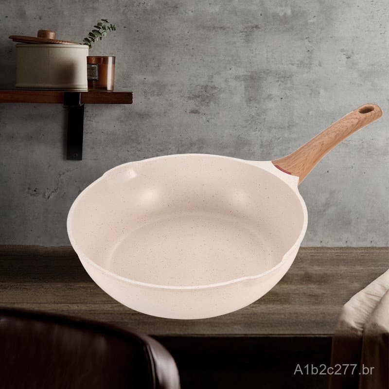 Nova frigideira antiaderente de pedra Maifan do fabricante, panela de cozinha doméstica, frigideira funda, frigideira pa