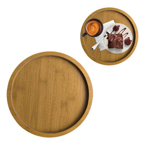 Prato Bandeja Mdf Madeira Redondo P/cozinha Tábua 23cm