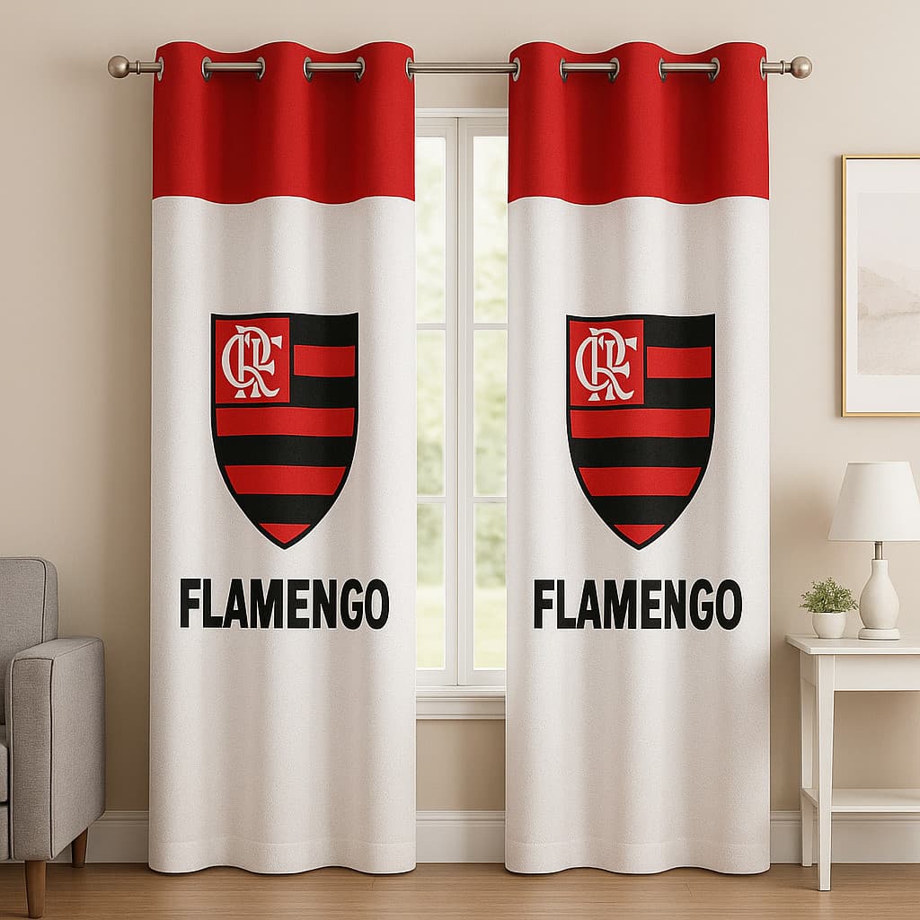 cortina para sala janela 02 partes para quarto ou sala 2,00 x 1,45 cortina personalizada times de futebol
