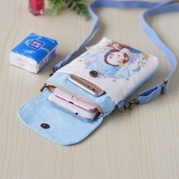Saco do telefone móvel feminino novo estilo 2026 Mini pequeno saco de lona bonito saco do telefone móvel pendurado saco