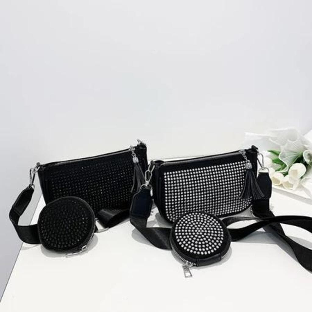 Bolsa Brilho Com Strass De Diamante Feminino Com Mini Bolsa Moeda LD
