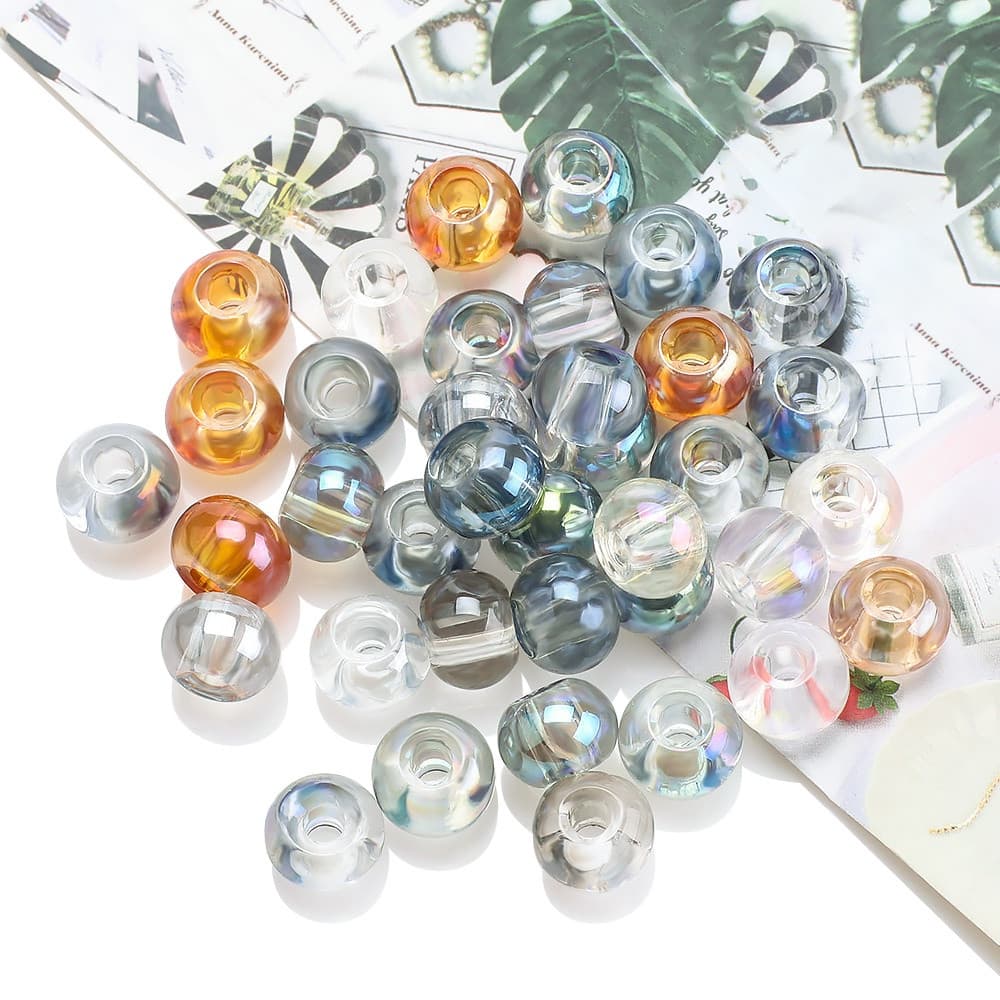 ZhuBI Contas De Cristal (8x10mm 30pcs) Vidro Com Furo Grande Coloridas Brilhantes Para Pulseiras Fazendo Colar Brincos K