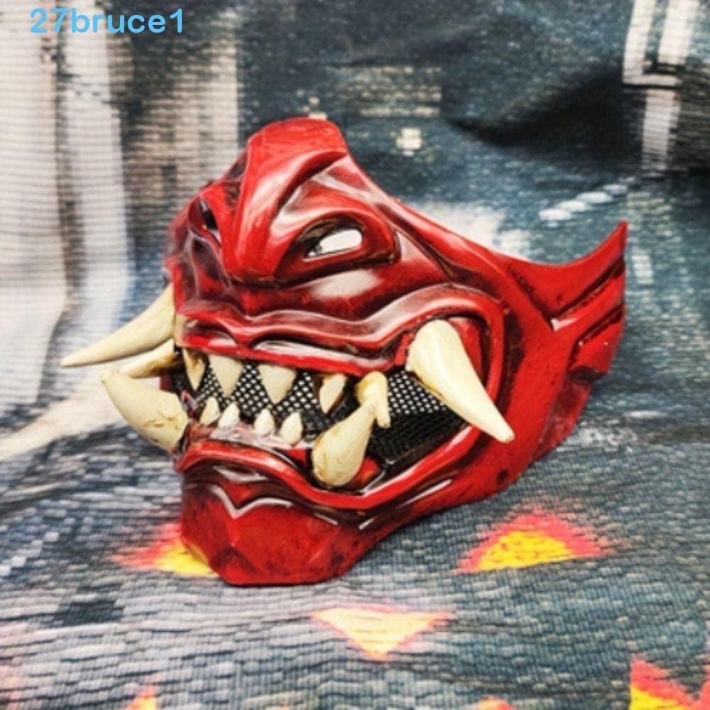 BRUCE1 Cosplay Máscara Vermelha Prajna , Meia Face Vestir-Se Samurai , Engraçado 3D Masquerade Japonesa Brinquedo