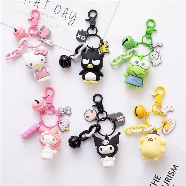 Bonito Anime Kuromi Melodia Olá Kitty Chaveiro Kawaii Dos Desenhos Animados Grande Orelhudo Cão Sapo Pudim Pinguim Femin