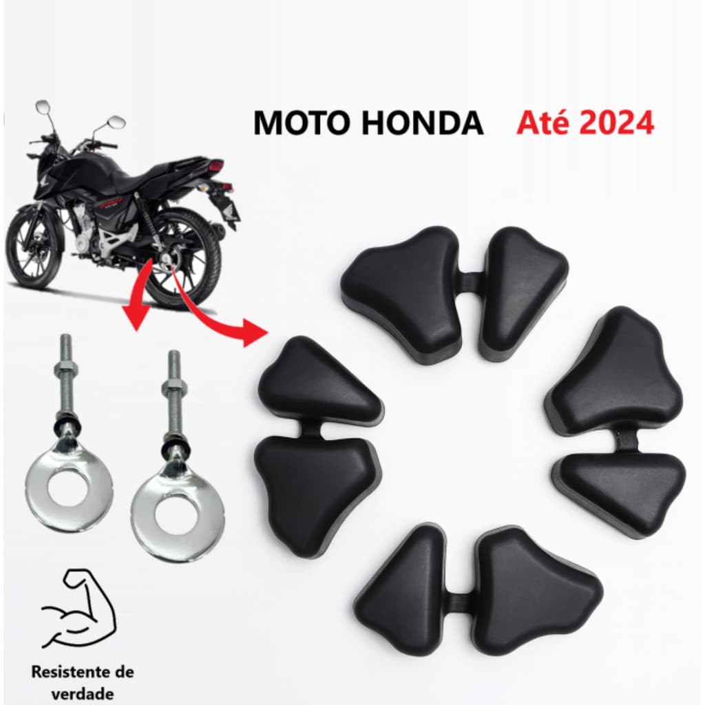 Kit Coxim Coroa Borracha PVC Esticador da Corrente Roda Traseira Honda CG 150/160 Titan Fan Start
