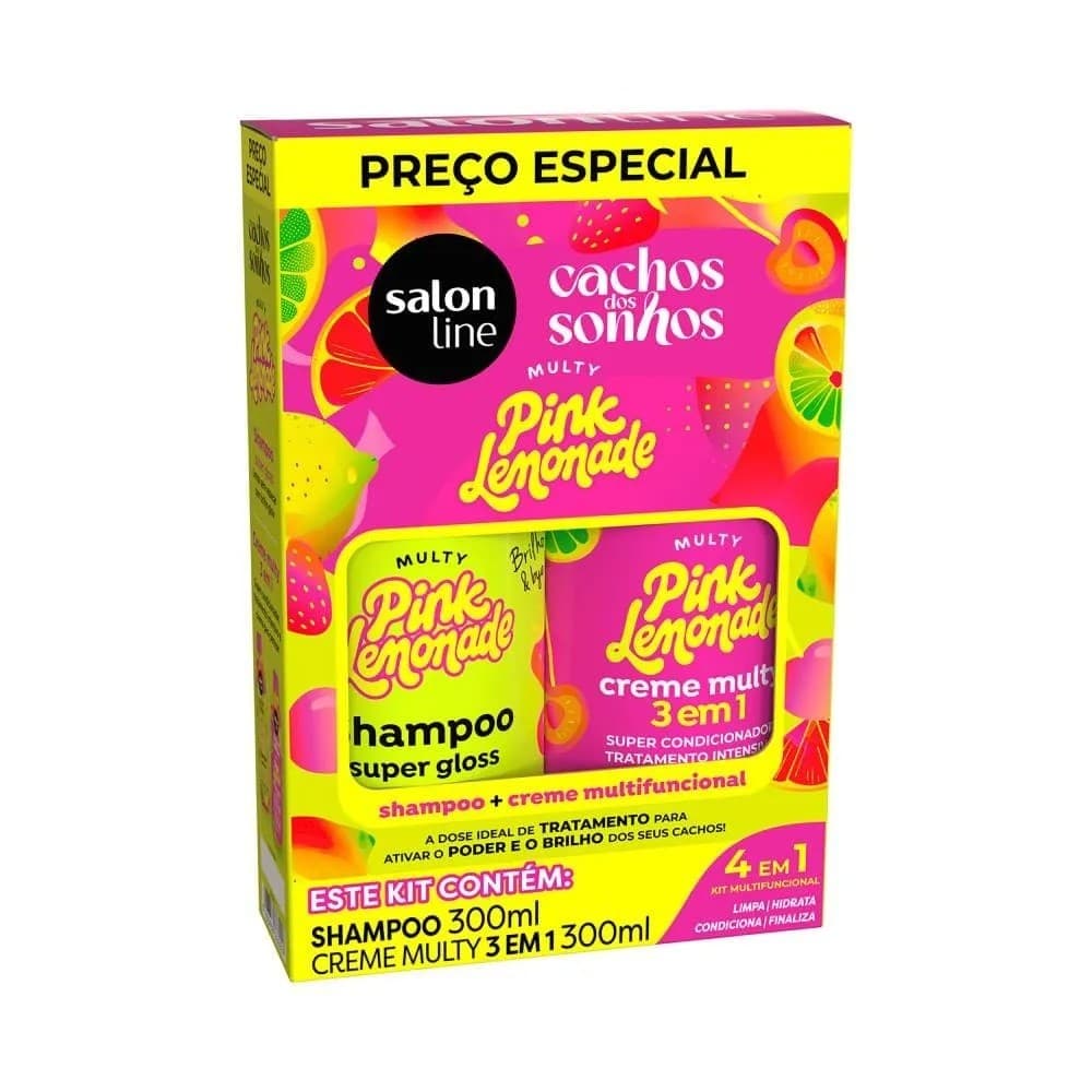 Kit Shampoo 300ml+Creme Multy 3 em 1 300ml Pink Lemonade Salon Line