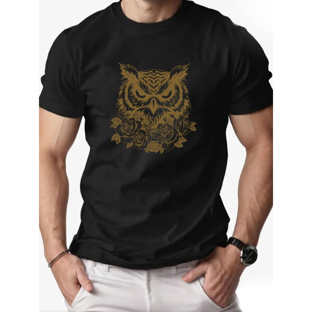 Camiseta Masculina Coruja Noturna 100% Algodao Premium