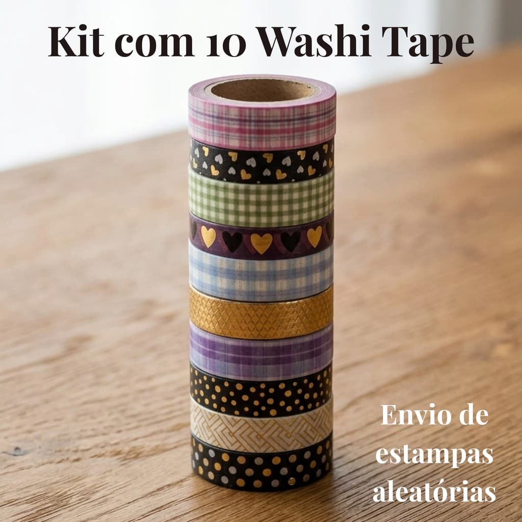 Kit com 10 Washi Tapes Decorativas | Estampas Variadas | My Journal  | Scrapbook