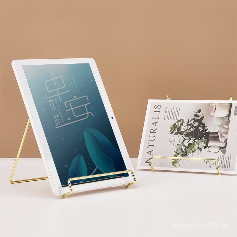 Suporte para celular e tablet em ferro dourado, estilo nórdico simples, multifuncional, também serve como expositor para