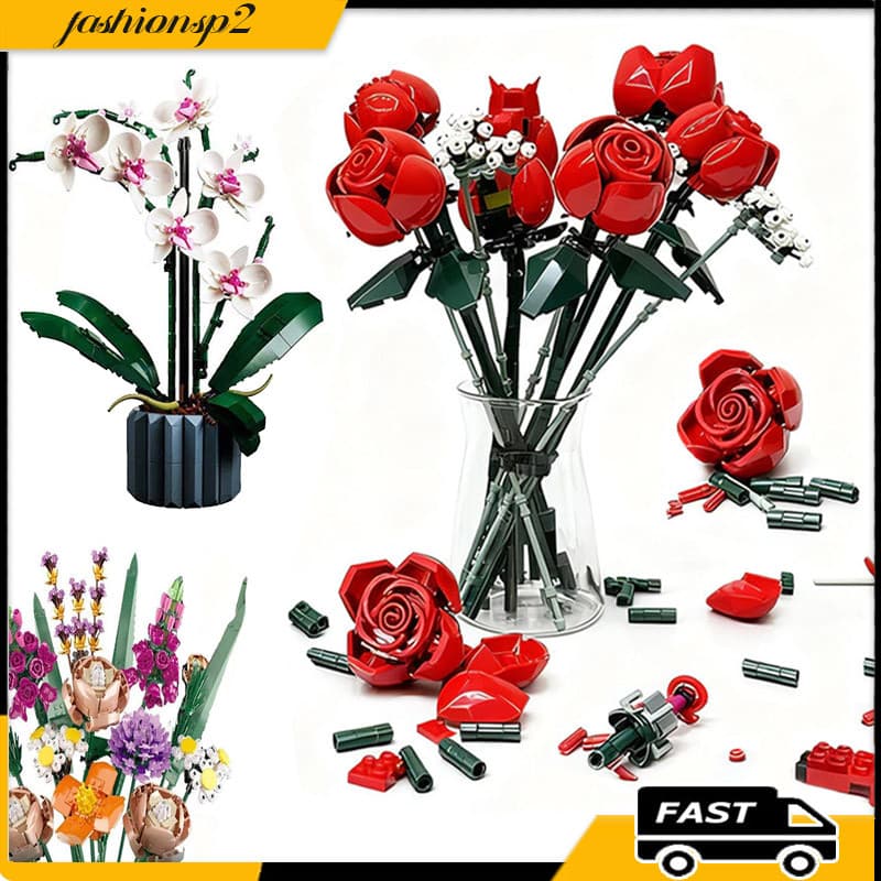 Compatível Com Lego Flower Bouquet Bloco De Construção Dia Dos Namorados Decoração De Presente