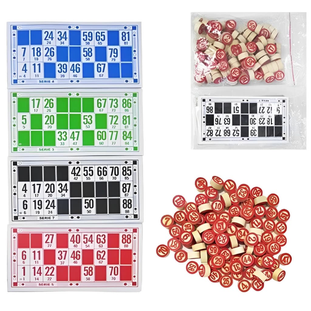 Jogo De (900200) Bingo 90 Pedras De Madeira E 48 Cartelas Numeradas