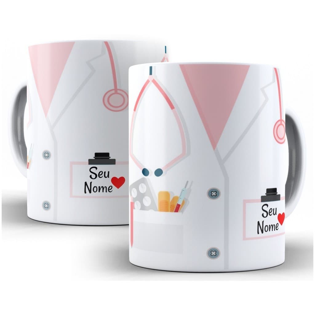Caneca Enfermagem Com Nome Presente Para Uma Enfermeira 325 ML Porcelana