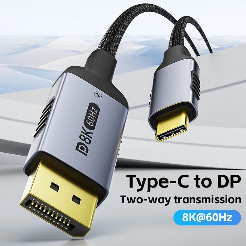 Cabo USB-C para DisplayPort 8K60Hz Tipo C 3.1 para DP 1.4 4K @ 120Hz 32.4gbps para Thunderbolt 3 MacBook iPhone15 Samsun
