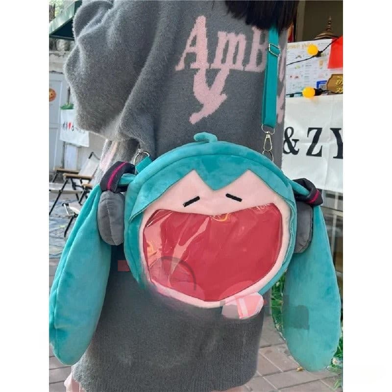 Bolsa Anime Hatsune Miku Versão Q, Boneca de Pelúcia Fofa, Bolsa de Ombro, Presente GLND MNX3