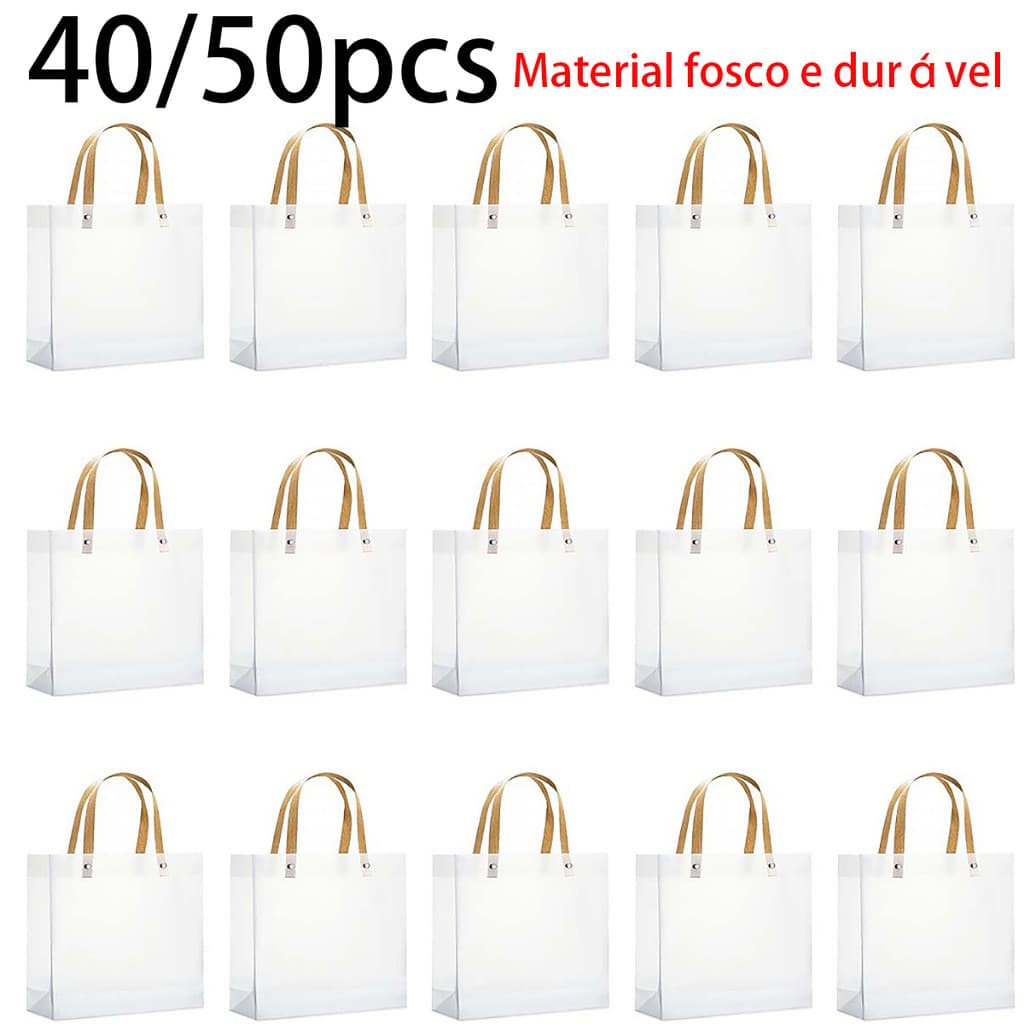40/50 Sacolas de Plástico Transparente Fosco para presentes decoração lembrancinha
