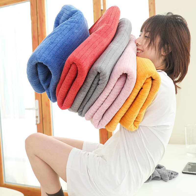 Toalha de banho feminina, absorvente de água, secagem rápida, sem fiapos, estilo ins, listrado, lã Coral, macia, amigáve