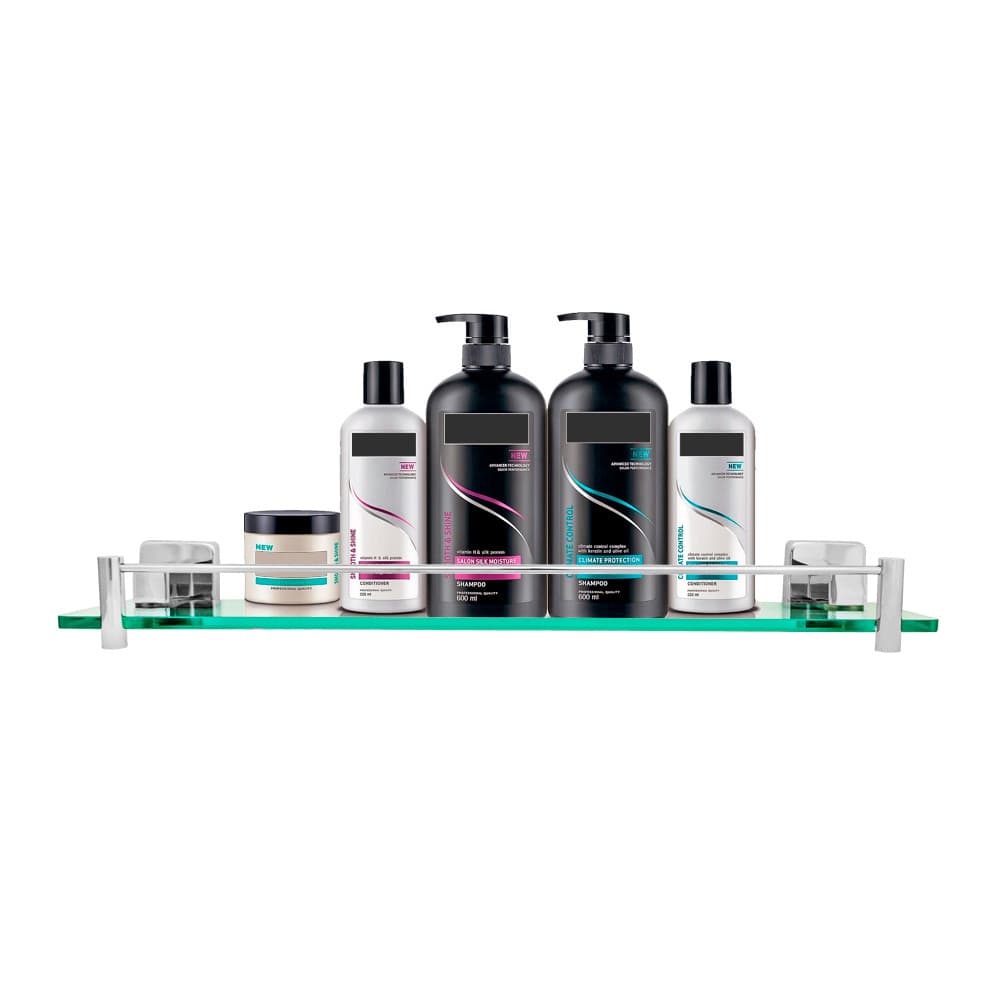 Prateleira Porta Shampoo Vidro 40cm Cromada Luxo