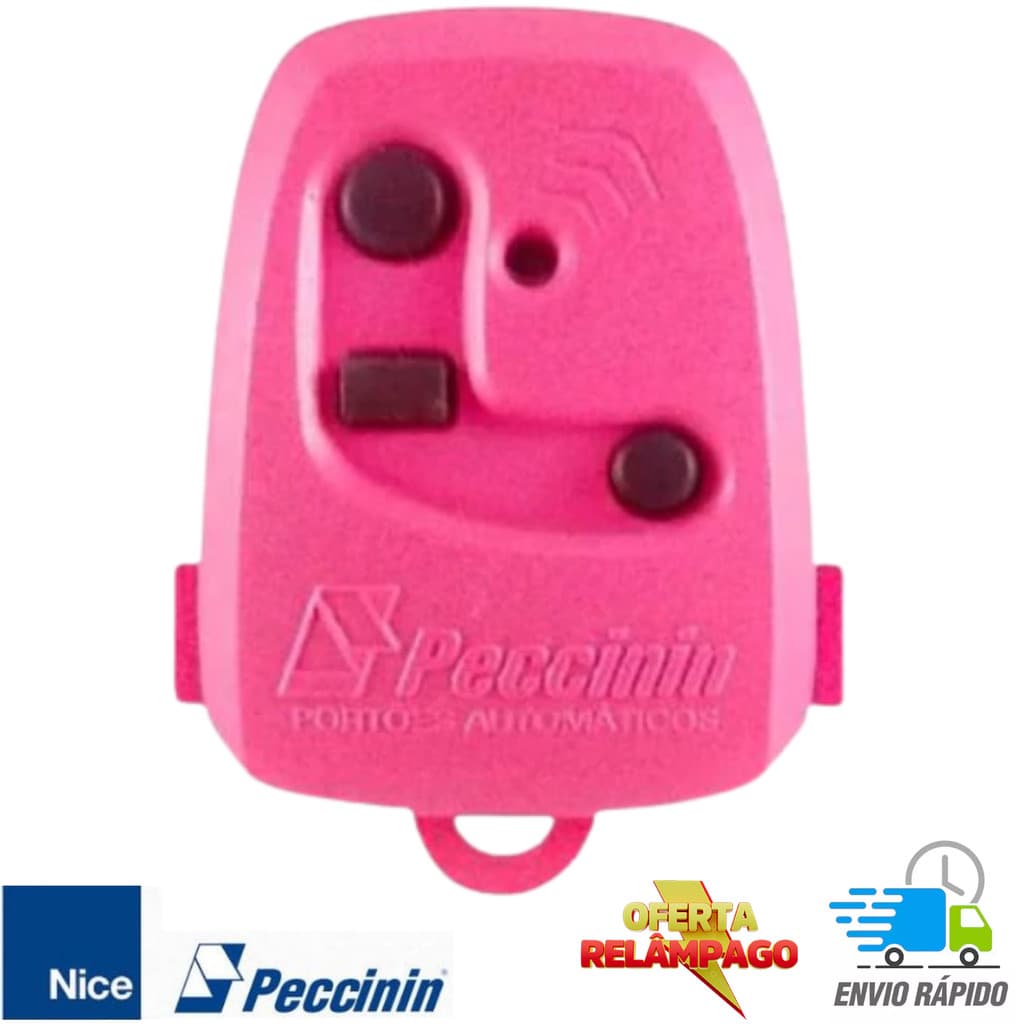 Controle Remoto Portão Automático Peccinin Nice 3C Rosa TX 433MHz Eletrônico Elétrico Motor c/ Pilha